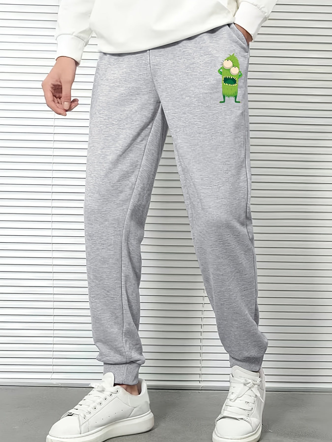 Men s Casual Cartoon Print Elastic Waist Sports Pants
