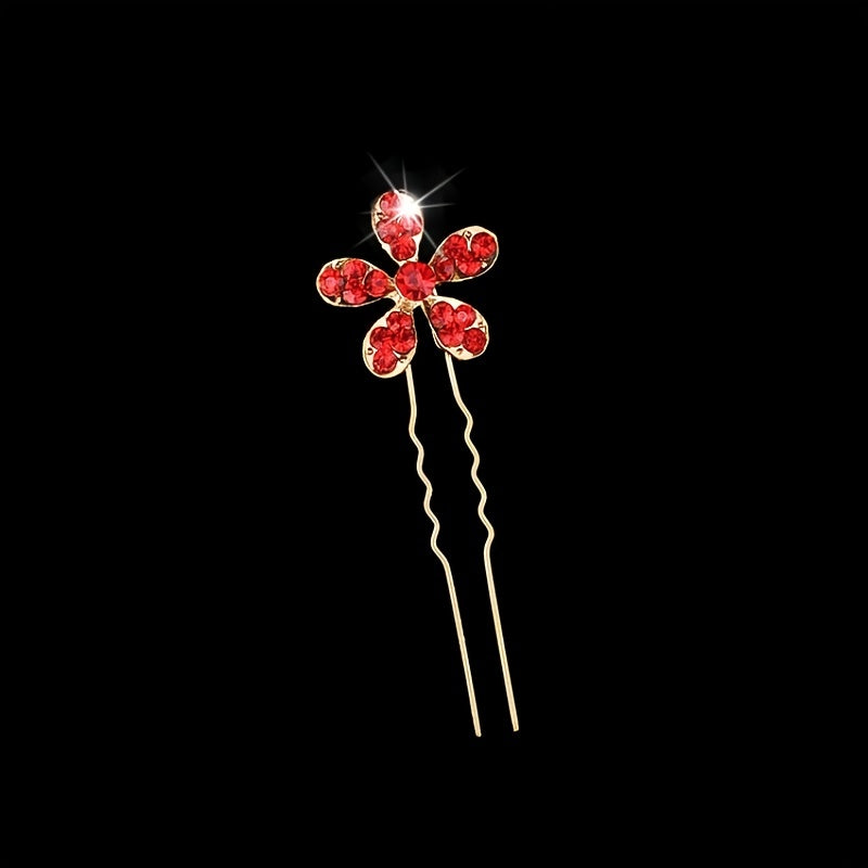 Small Flower Headband with Faux Diamond Hairpin