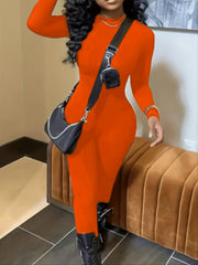 Skinny Crew Neck Jumpsuit Long Sleeve Suit For Spring & Fall
