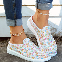 Women's Rabbit & Egg Pattern Mules Sneakers Slip-on Casual Slippers