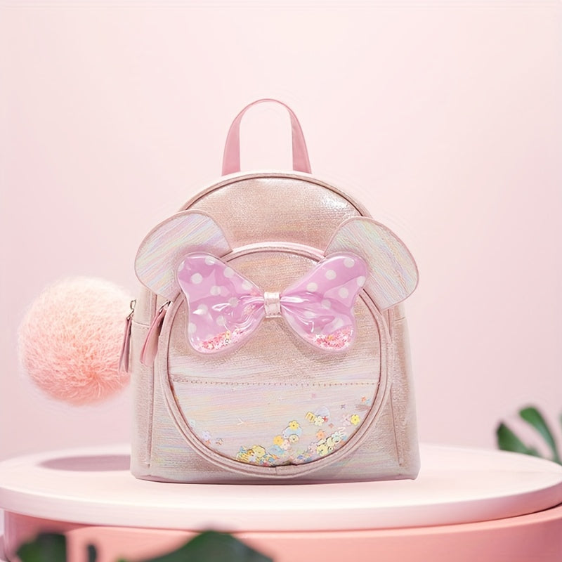 Cartoon Cat Bow Decor Casual Backpack for Kids