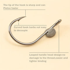 100pcs High Carbon Steel Offset Circle Hooks Strong Octopus Barbed Fishing Hooks