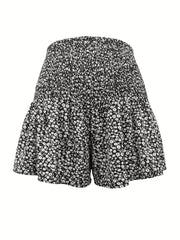 Floral Print Vacation Shorts Shirred Waist Summer Women's Clothing