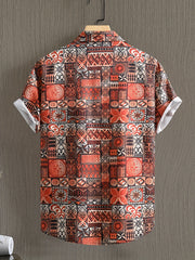 Men's Hawaiian Shirt Allover Print Button Up Short Sleeve for Beach Vacation