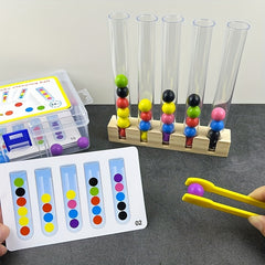 Colorful Wooden Bead Sorting Tubes Set