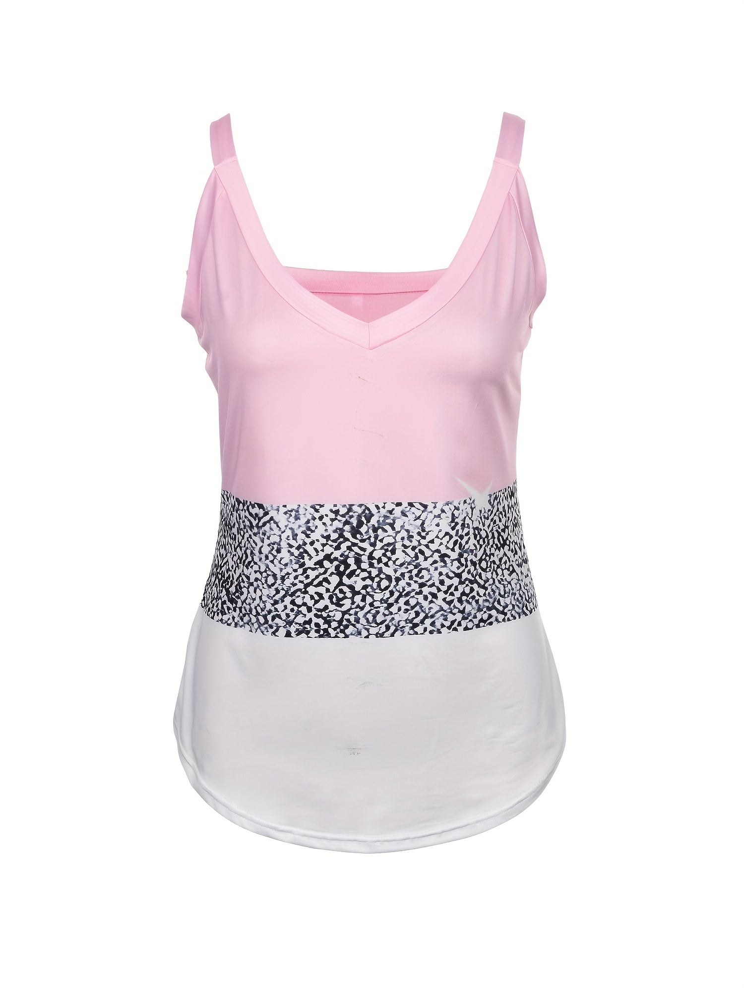 Leopard Print Cami Top V Neck Spaghetti Strap Summer Casual
