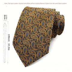 Men's Paisley Tie Jacquard Necktie Handkerchief Clip Set