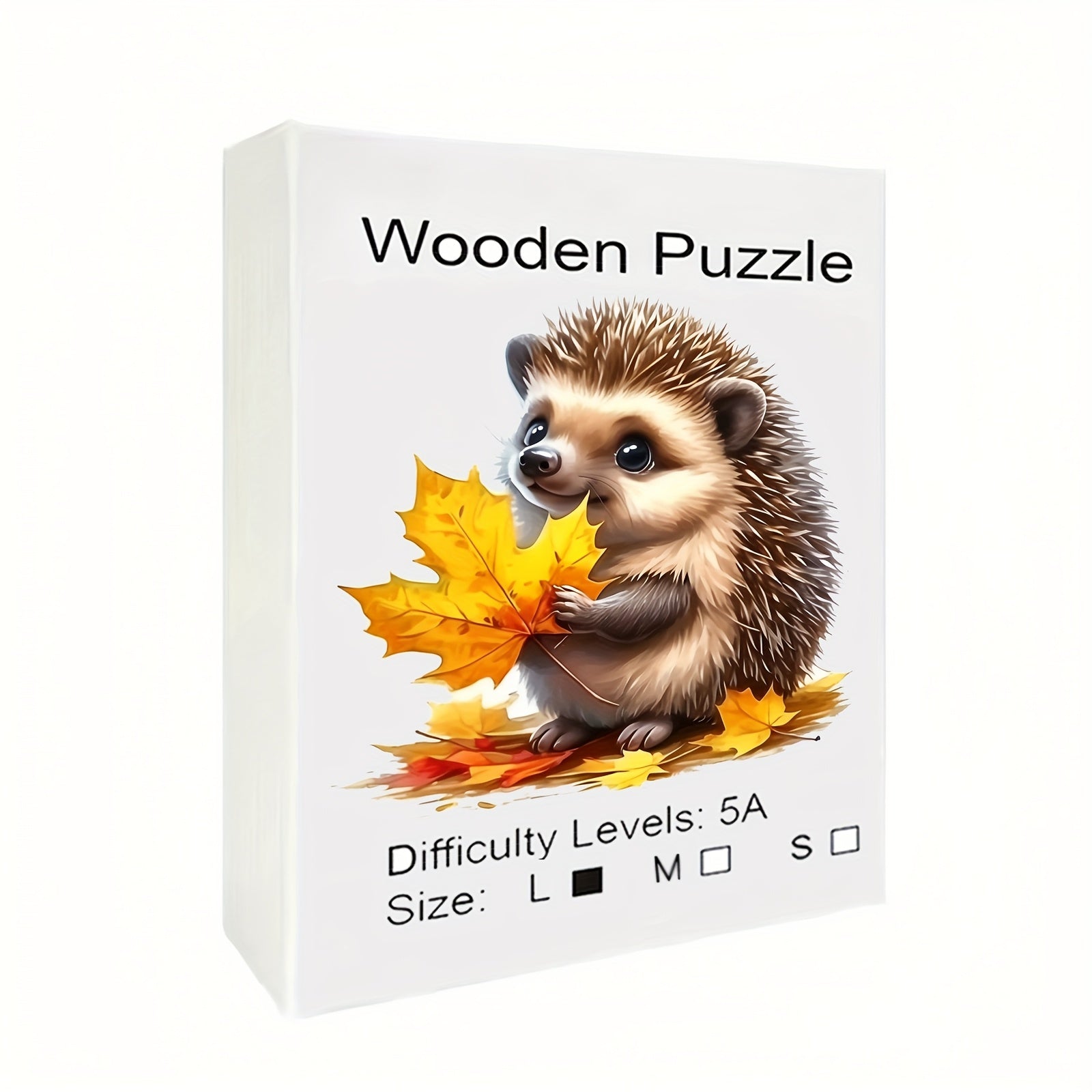 Hedgehog & Maple Leaves Wooden Puzzle Unique Shape