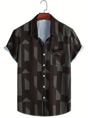 Men's Casual Square Pattern Short Sleeve T-shirt for Summer