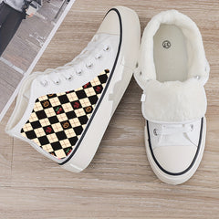 Cherry Print Plush Lined Canvas Sneakers