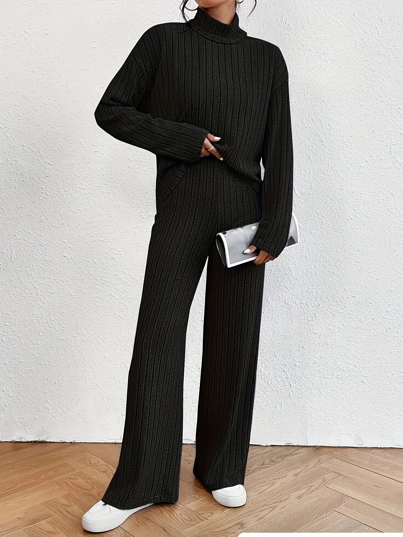 Ribbed Long Sleeve Top & Pants Set