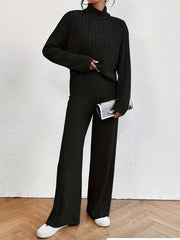 Ribbed Long Sleeve Top & Pants Set