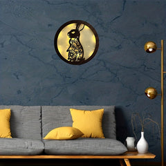 Children's Room Decoration Wall Clock LED Light Retro Wooden Sign