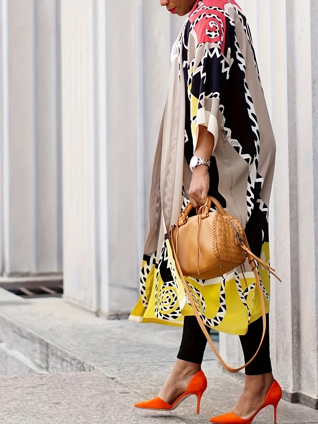 Colorblock Print Half Sleeve Cardigan