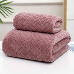 Soft Coral Fleece Towels Set for Home Bathroom