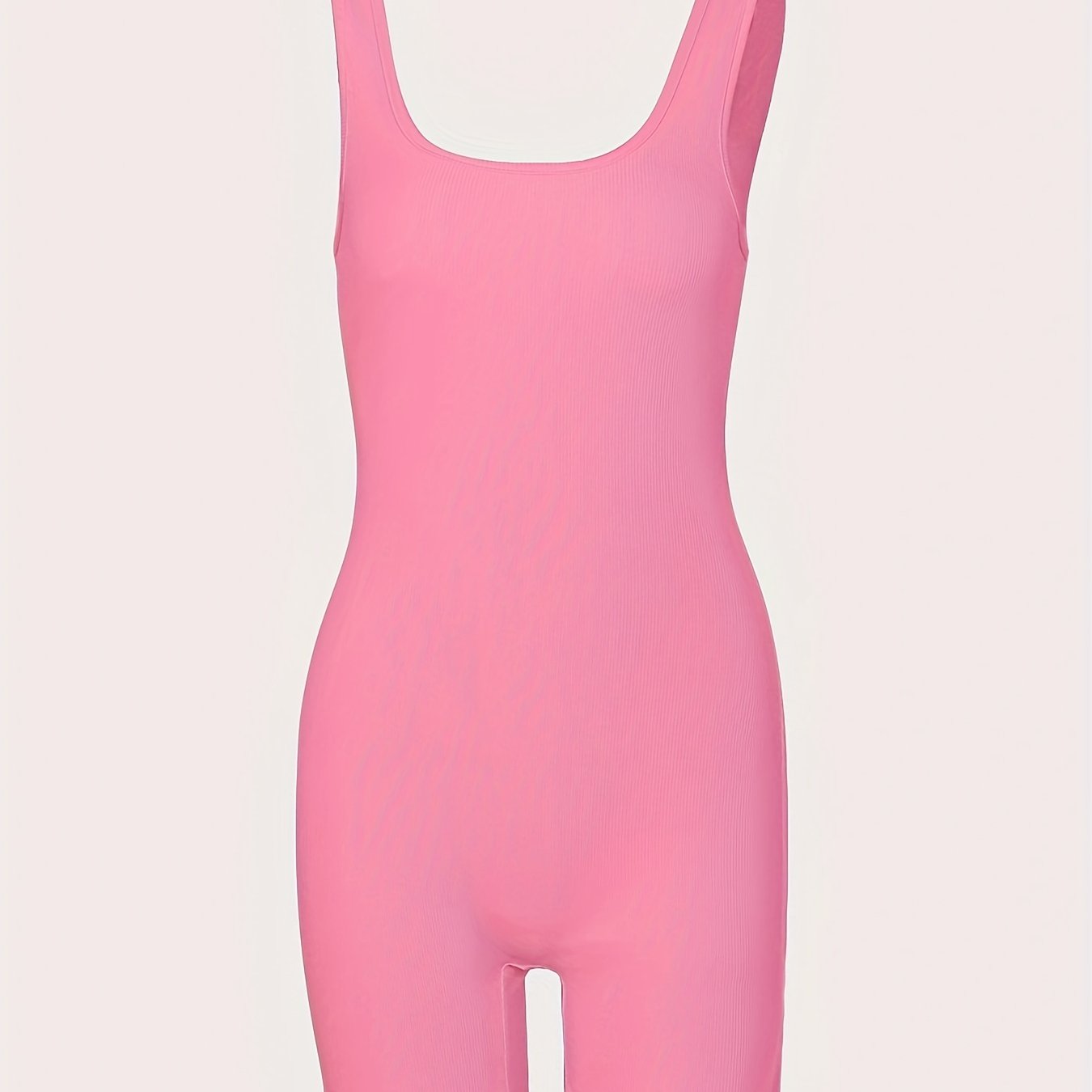 Rib Knit Yoga Jumpsuit Tummy Control Stretch Bodysuit