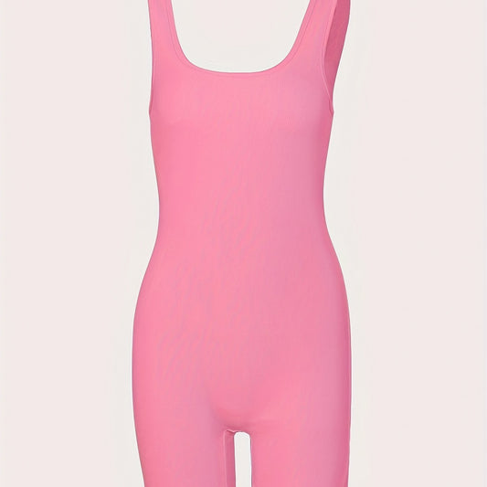 Rib Knit Yoga Jumpsuit Tummy Control Stretch Bodysuit