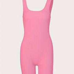 Rib Knit Yoga Jumpsuit Tummy Control Stretch Bodysuit