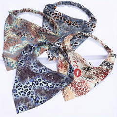 4pcs Leopard Series Head Scarf Geometric Print Bandanas Hairband