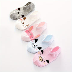 5 Pairs Girls Cartoon Short Boat Socks for Kids Summer