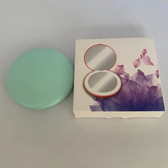 Travel LED Makeup Mirror 10X Magnification Portable Folding Round Mirror