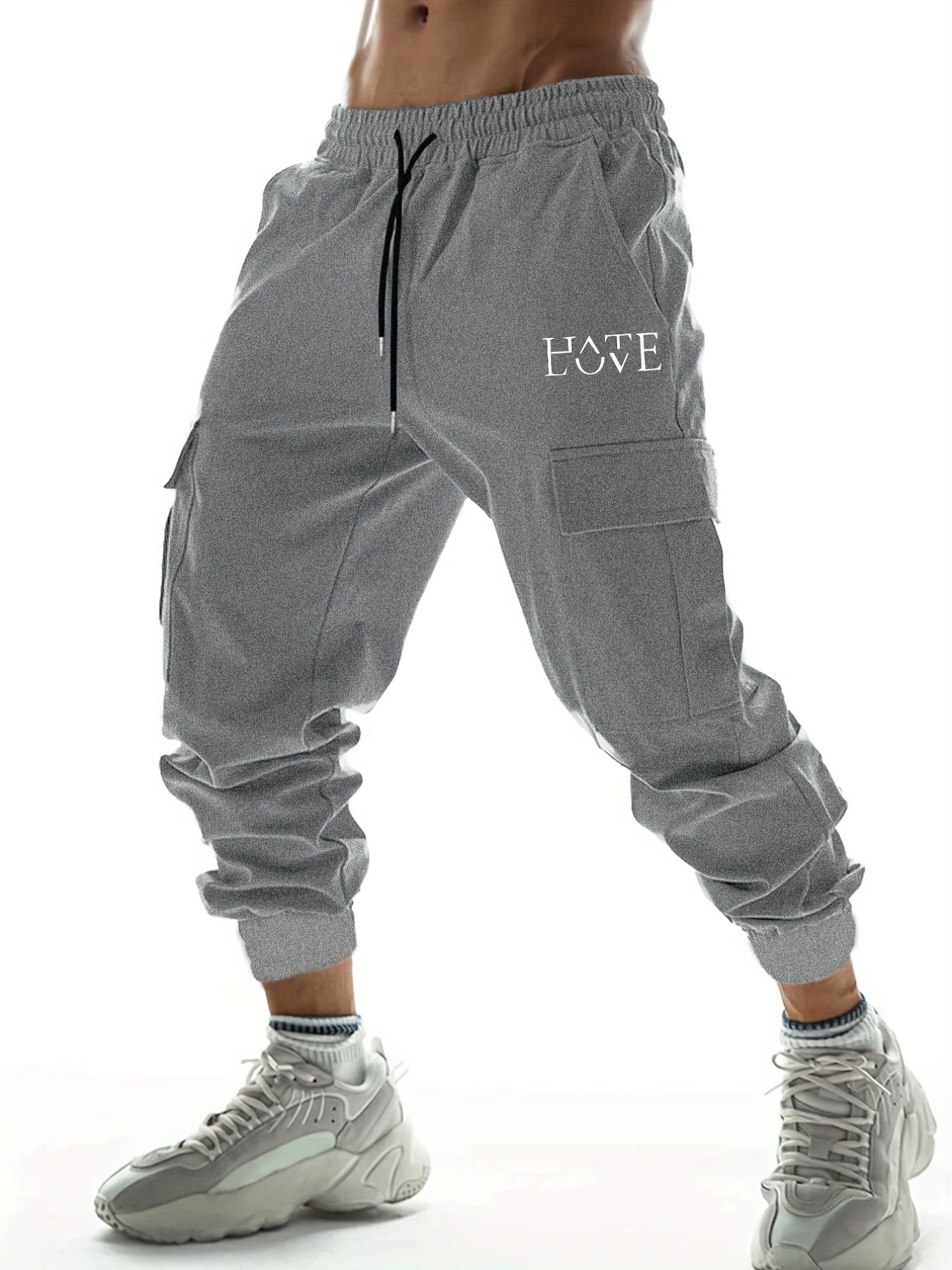 Casual Cargo Pants Men's Joggers Hate Or Love Letter Print Spring Summer