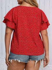 Polka Dot Layered Sleeve Blouse