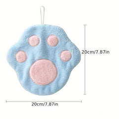 Coral Velvet Cat Footprint Hand Towel for Hands and Feet