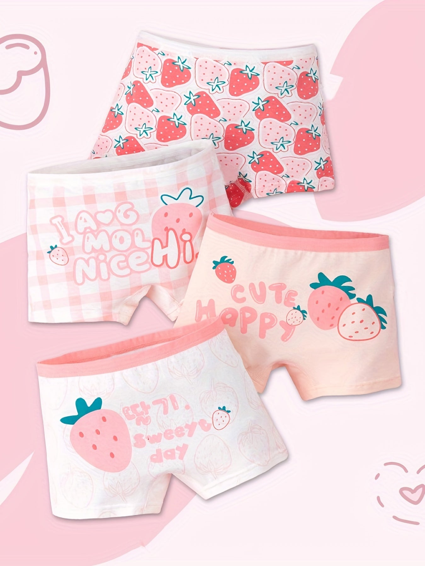 4pcs Girls Boxer Briefs Cotton Comfy Breathable Baby Children's Shorts