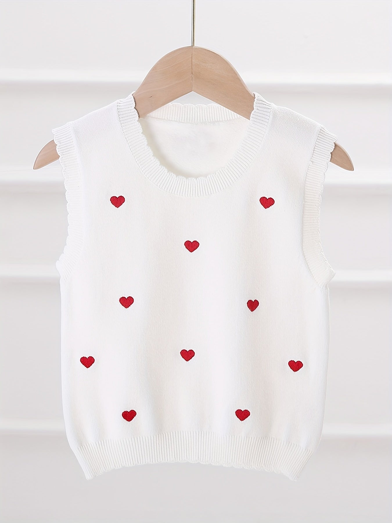 Kids Crew Neck Embroidered Sweater Vest - Various Colors