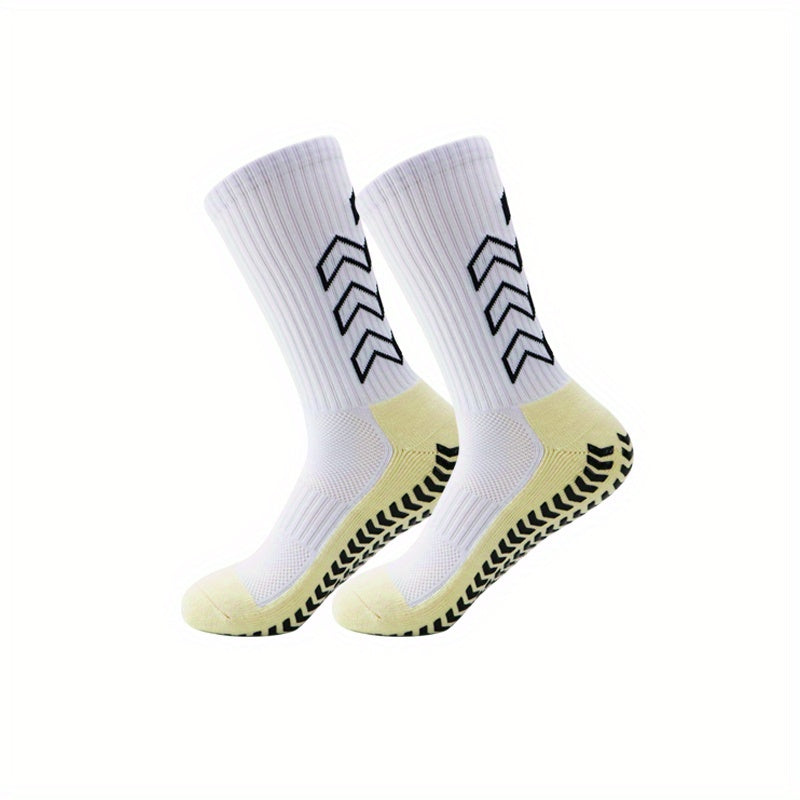 Non-Slip Silicone Athletic Socks for Football - Breathable Mid Calf Socks