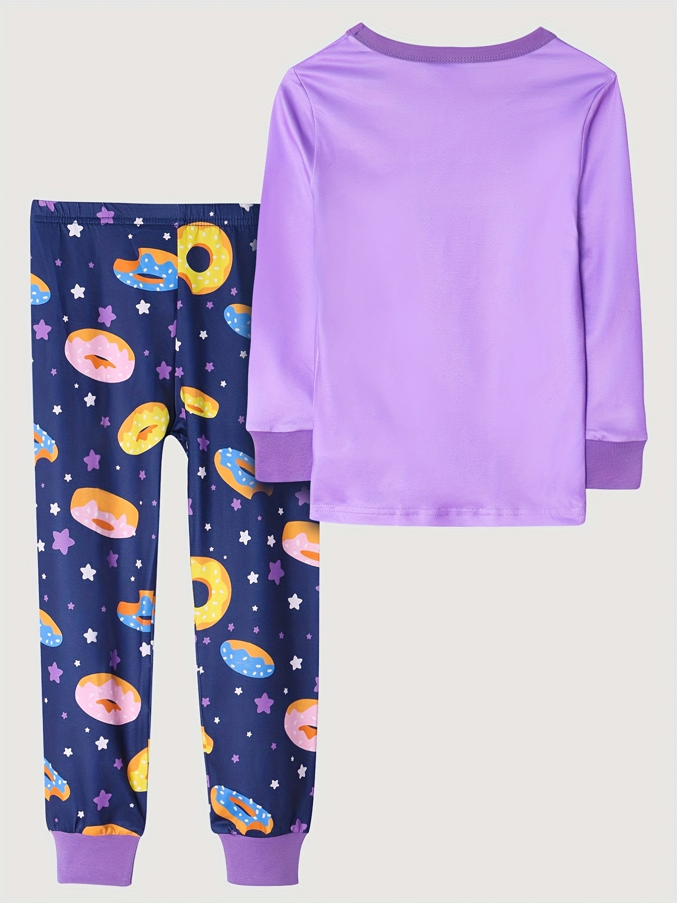 Girls Cartoon Graphic Pajamas Set Long Sleeve Tee and Pants Set