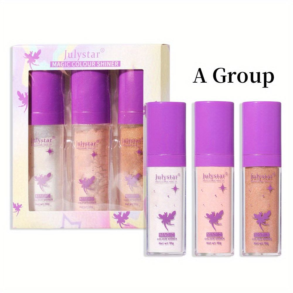 3pcs Fairy Patting Powder Set - Face & Body Highlighter Contouring Kit