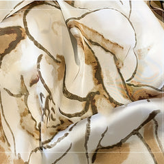 Camellia Print Satin Large Scarf Silk Shawl Casual Windproof Head Wrap