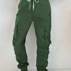 Women's Lace Up Casual Cargo Pants With Pockets
