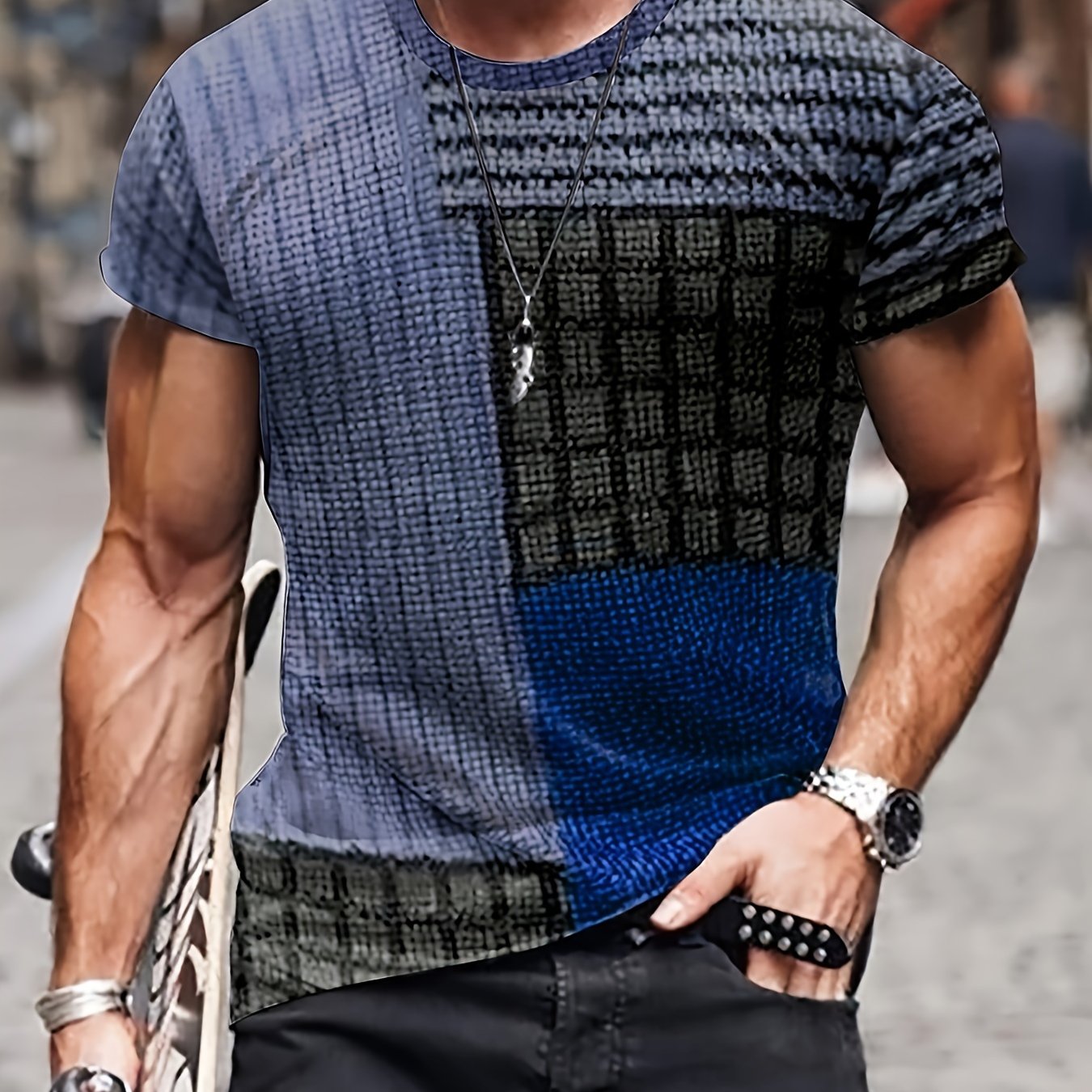 Vintage Style Printed T shirt Men's Casual Street Style Tee Shirt