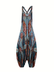 Graphic Print V Neck Jumpsuit
