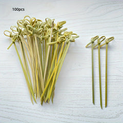 100pcs Bamboo Stick String Fruit Fork Cocktail Tomato Stick