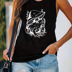 Mushroom Print Tank Top Sleeveless Summer Casual Women's Clothing