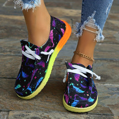 Colorful Bat Pattern Canvas Shoes for Women