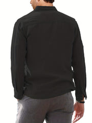 Men's Casual Solid Button Up Long Sleeve Shirt