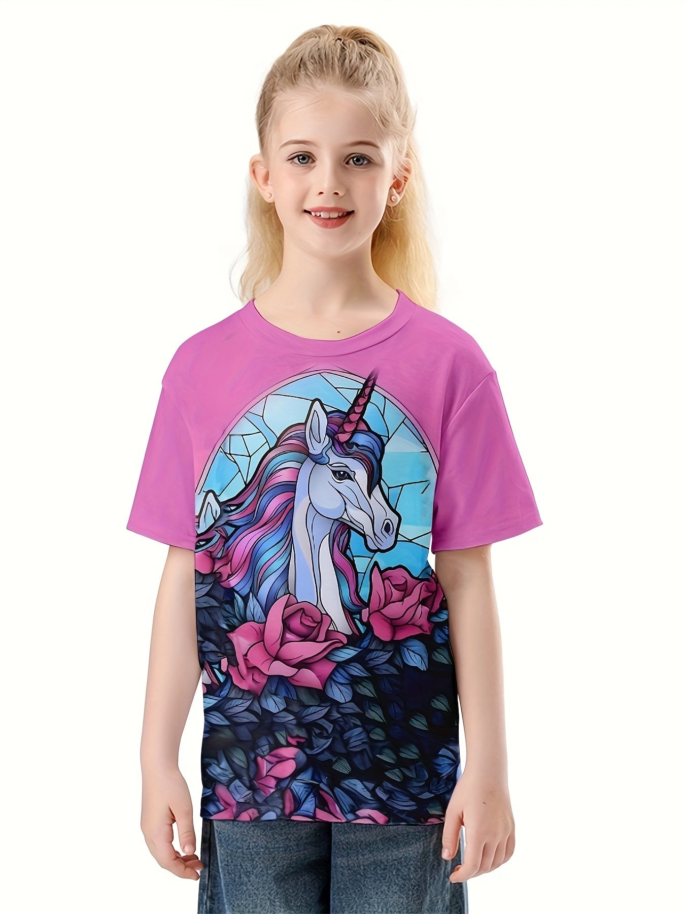3D Unicorn Print T shirt Breathable Pullover For Summer Sports