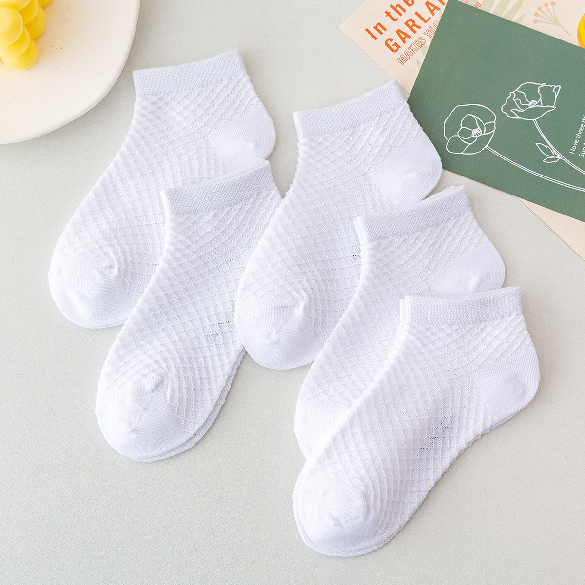 5pcs Kids Solid Socks for Boys and Girls