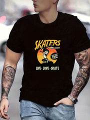 Skater Boy Graphic Crew Neck T-shirt for Men