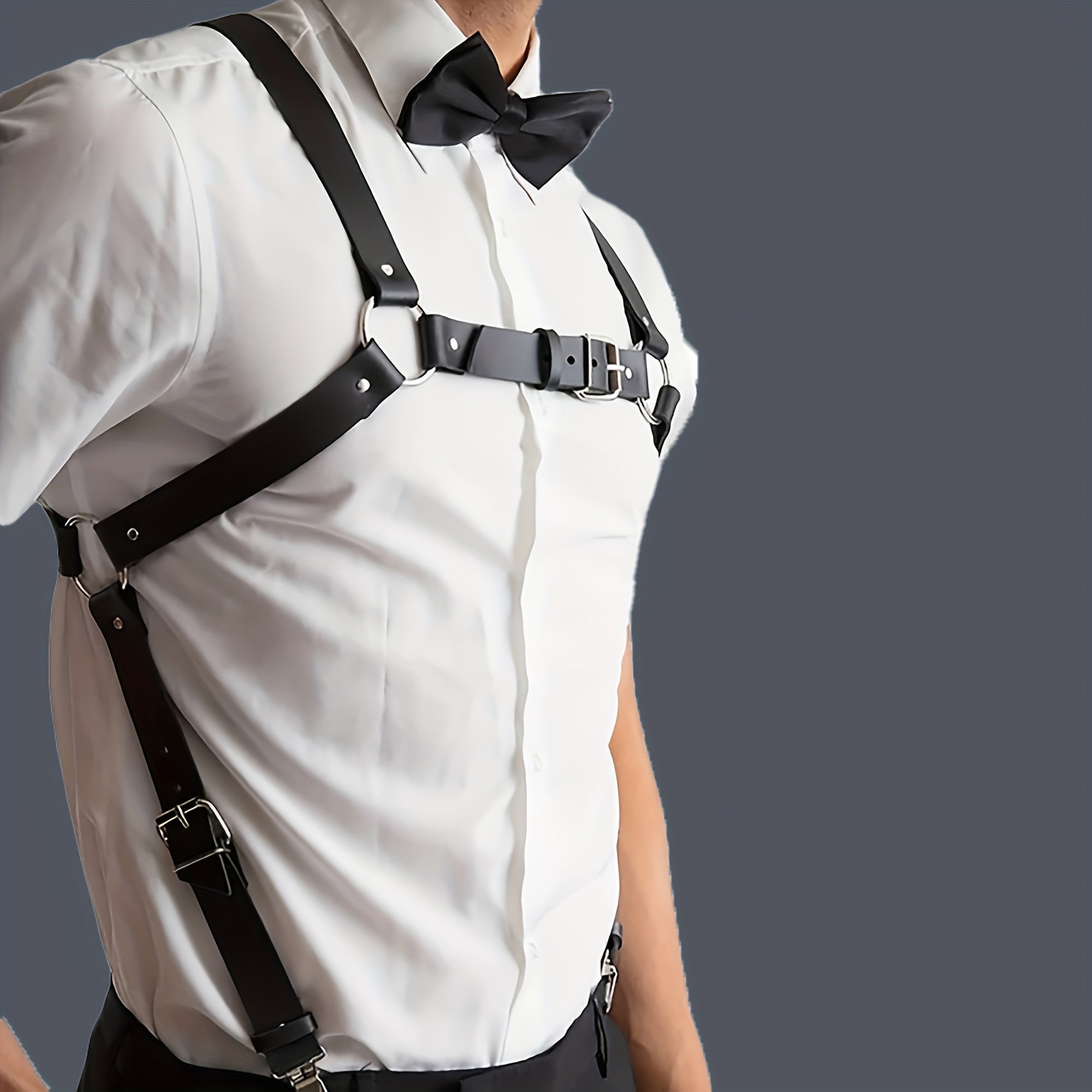 Gothic Style PU Leather Suspenders for Men