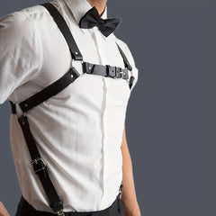Gothic Style PU Leather Suspenders for Men