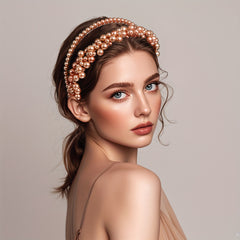 Vintage Inspired Bridal Headband with Pearl & Crystal Accents