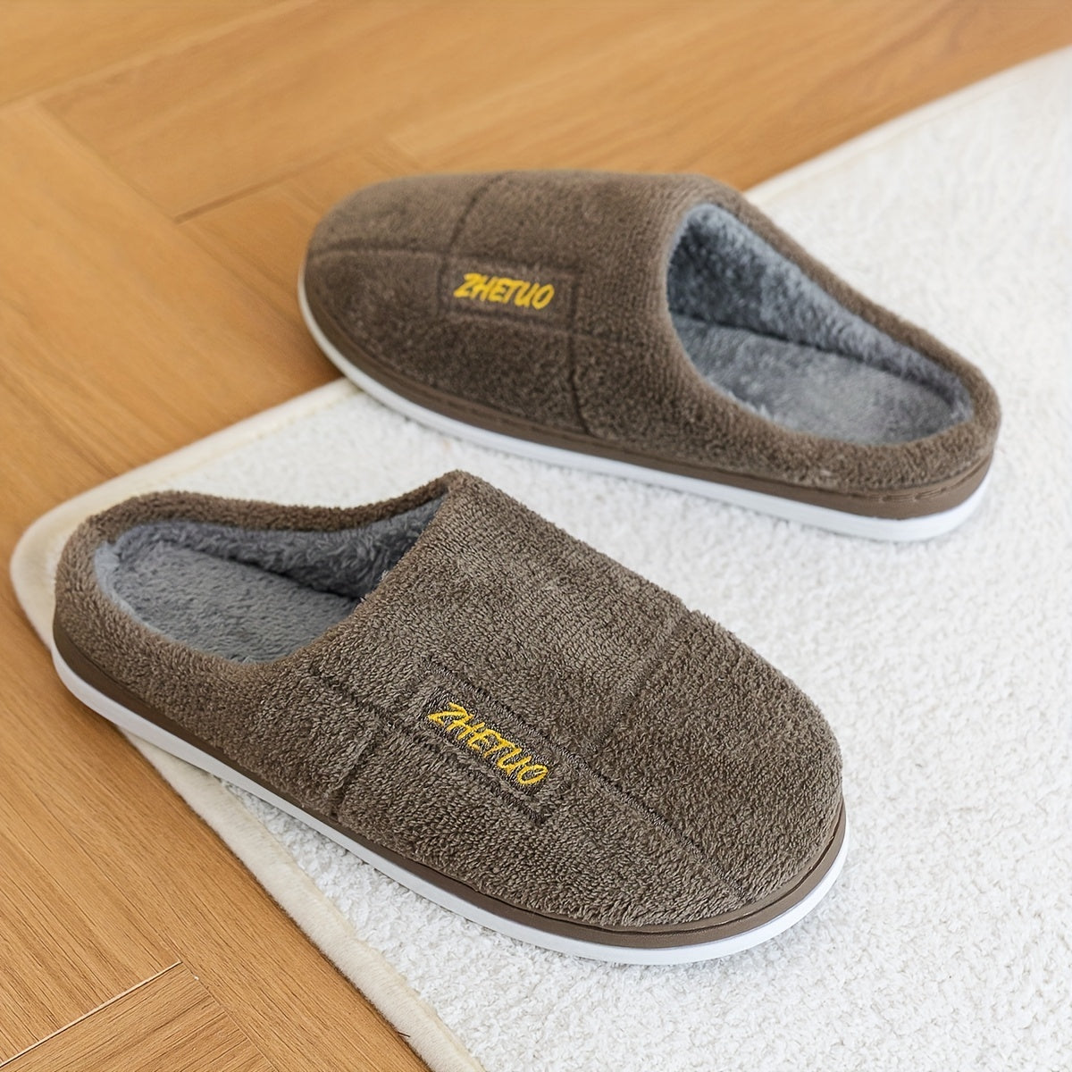 Soft Plush Cozy House Slippers Anti skid Slip on Shoes Indoor For Men