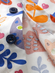 Boys Cartoon Leaf Cat Fish Shirt Kids Summer Clothes