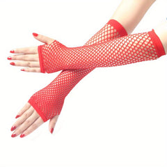Unisex Fishnet Gloves Sexy Long Punk Half Finger Gloves